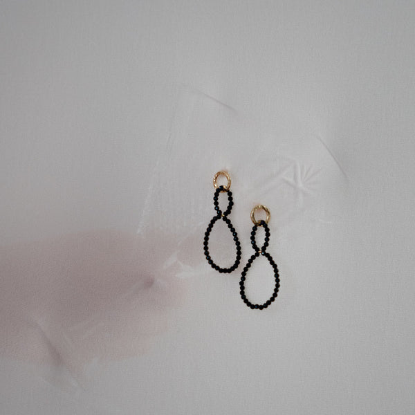 Black Spinel Earrings - Gold