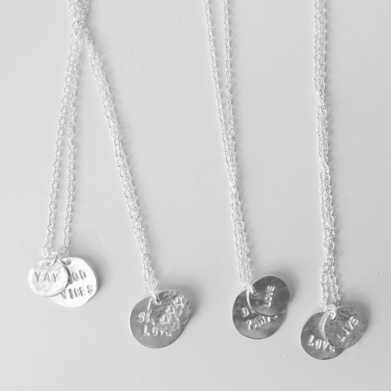 Personalized Necklace Two Pendants - Silver
